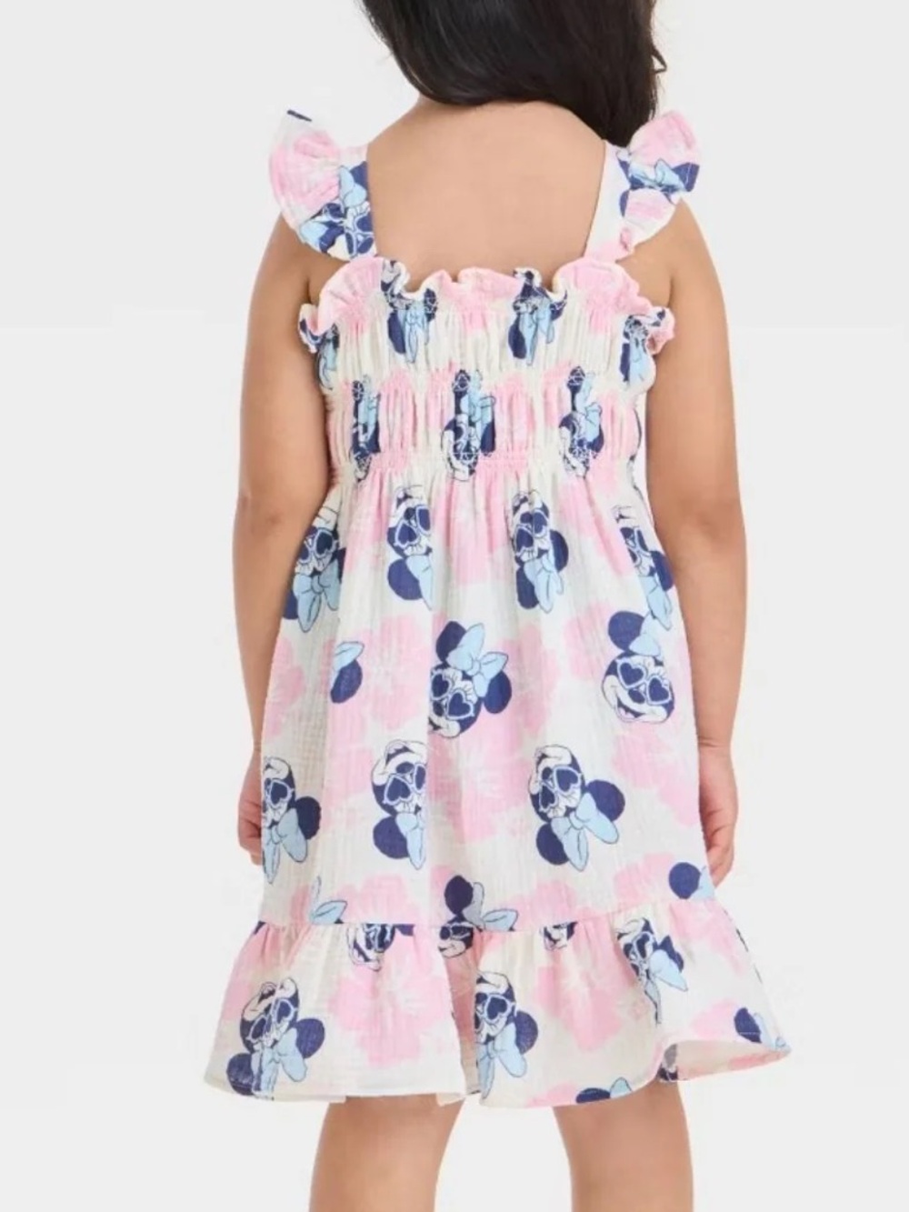Disney Junior Minnie Mouse Dress Pink Blue Smocked Flutter Sleeve 4T - Picture 5 of 7